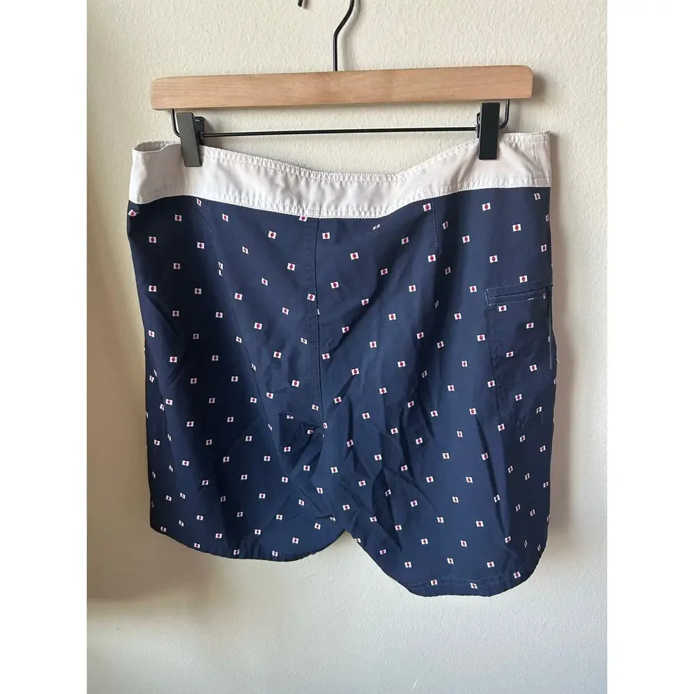 DC Shoes Men's Boardshorts Swim Trunks Navy Blue Geometric Print Size 33